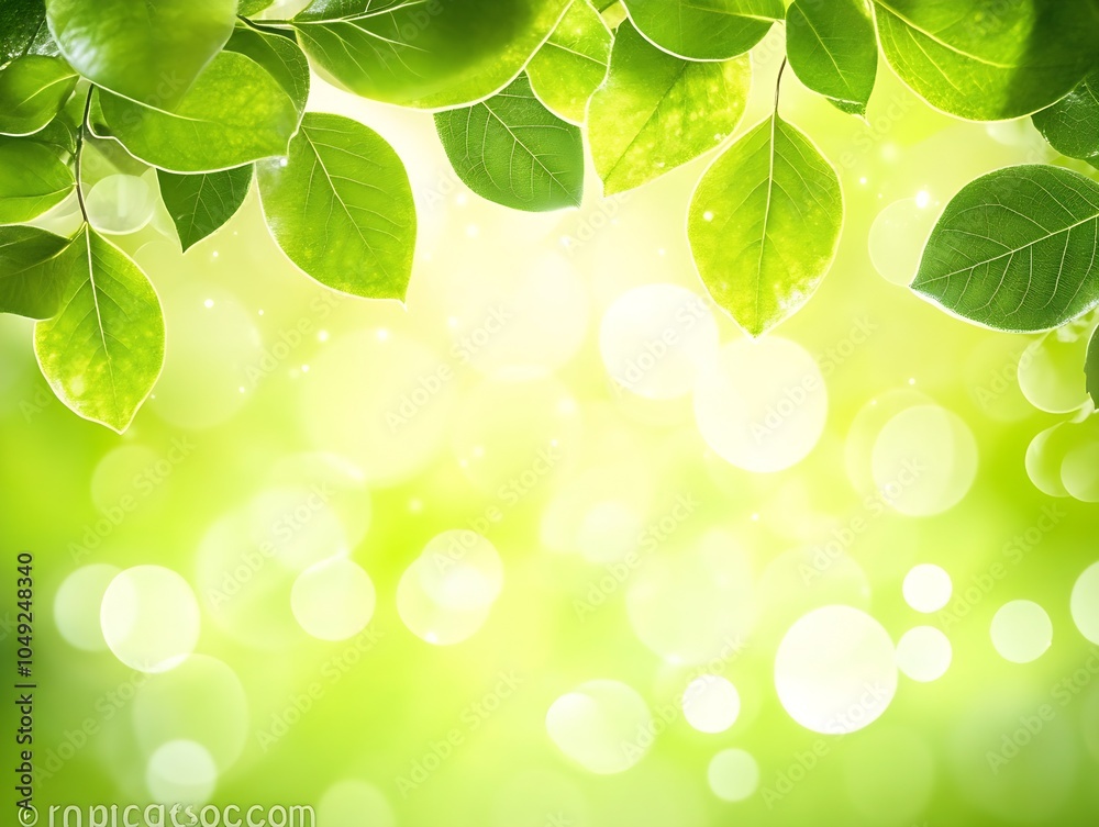 Poster Green Leafy Bokeh Light Background for Fresh and Nature Inspired Design Concepts : Generative AI