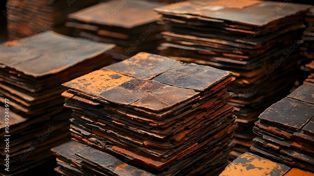 Poster rows of neatly stacked ceramic tiles drying in a temperature regulated room showcasing the organized
