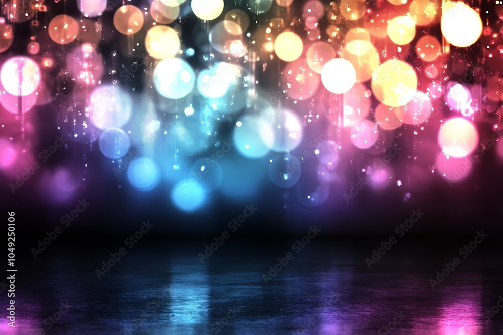 Aufkleber rainbow bokeh lights creating cheerful atmosphere for festive events and celebrations : generative a