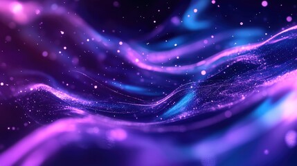 Abstract Purple and Blue Swirling Lights with Glimmering Particles