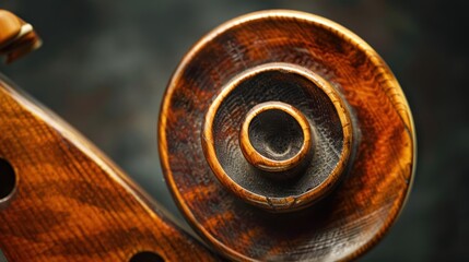 Close-up of a Violin's Scroll and Neck