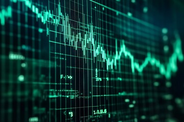 Fototapeta premium Dynamic financial chart with digital grid overlay for stock market analysis : Generative AI