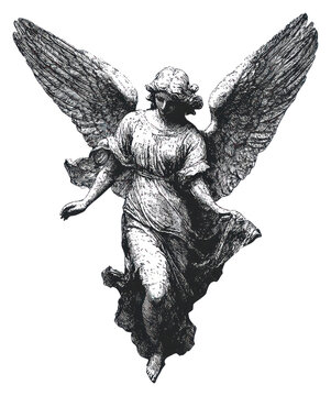Naklejki PNG Angel retro photocopy stipple effect white art illustration.