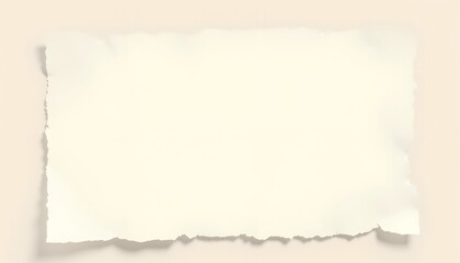 Naklejka premium A slightly crumpled, soft cream paper sheet with deckle edges rests on a neutral background, showcasing its textured surface and natural elegance.