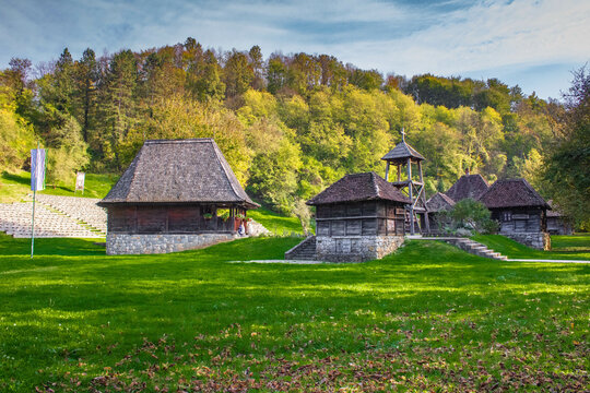 Loznica, Serbia - October 23rd 2024: Etno-complex Trsic, native village of Vuk Stefanovic Karadzic, a writer and reformer of Serbian language.