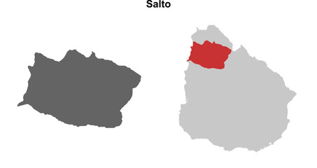 Salto department blank outline map set