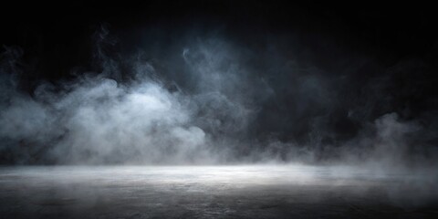 Fototapeta premium Mysterious and atmospheric empty flat black background with fog