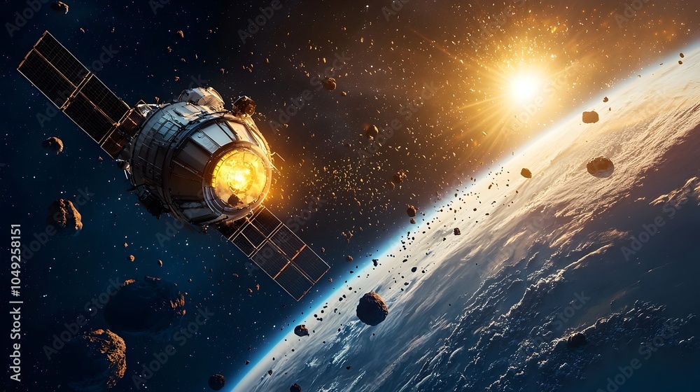 Poster telescope on earth monitoring dangerous space debris pathways a crucial tool for protecting our plan