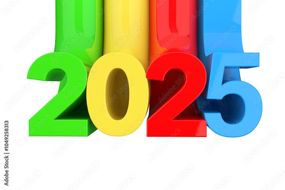 Aufkleber Abstract New 2025 Year Sign. 3d Rendering