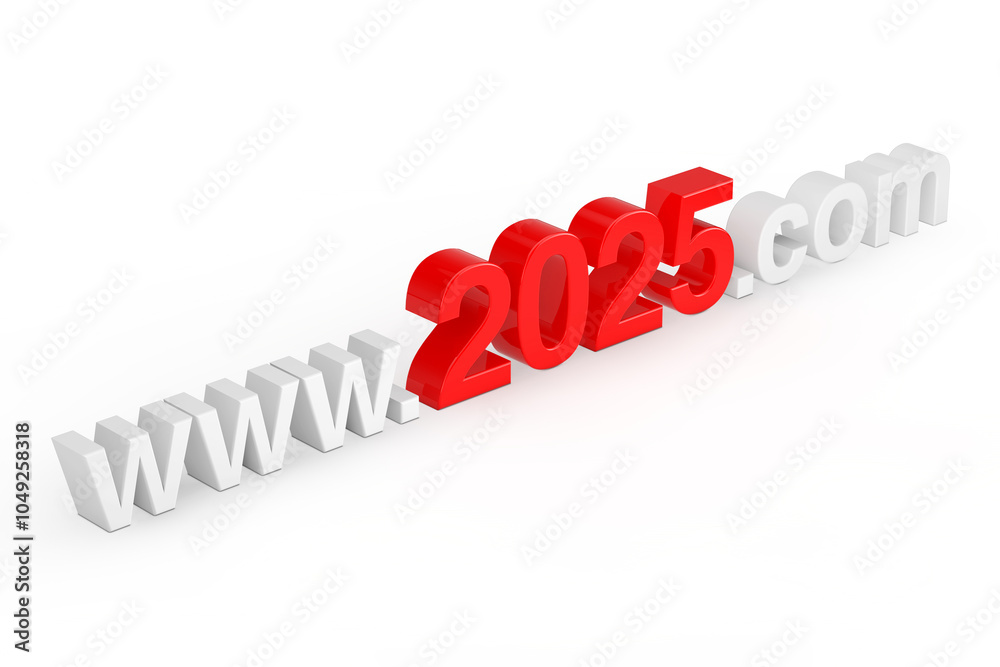 Aufkleber 2025 New Year Concept. WWW 2025 Com Site Name. 3d Rendering