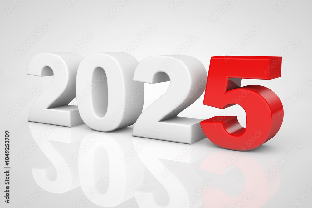 Aufkleber new year 2025 3d sign. 3d rendering