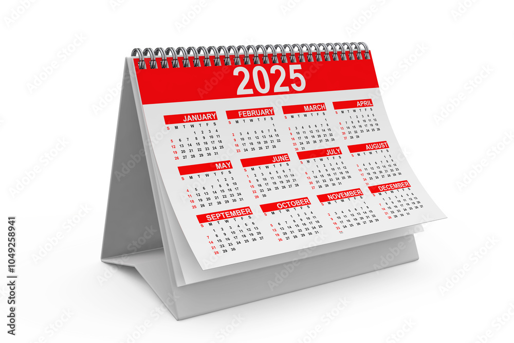 Poster 2025 year desktop calendar. 3d rendering