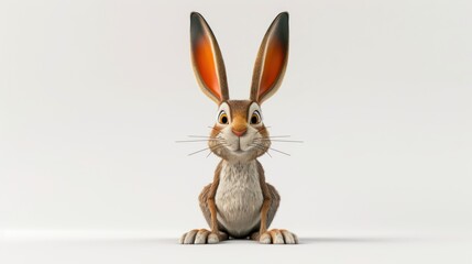 Obraz premium A 3D Render of a Cartoon Bunny Sitting with a White Background