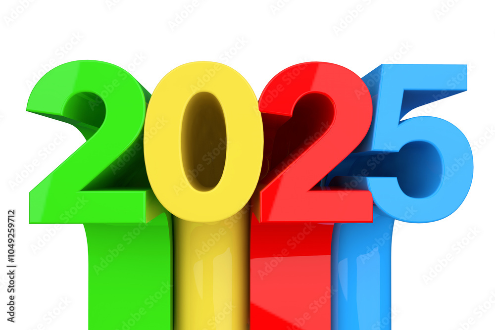 Aufkleber Abstract New 2025 Year Sign. 3d Rendering