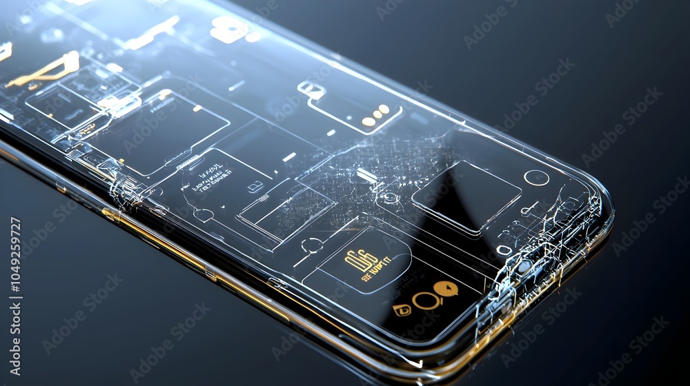 Aufkleber transparent graphene coated screen on a futuristic smartphone design clean and sleek graphene based 