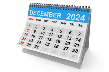 2024 Year December Calendar. 3d Rendering