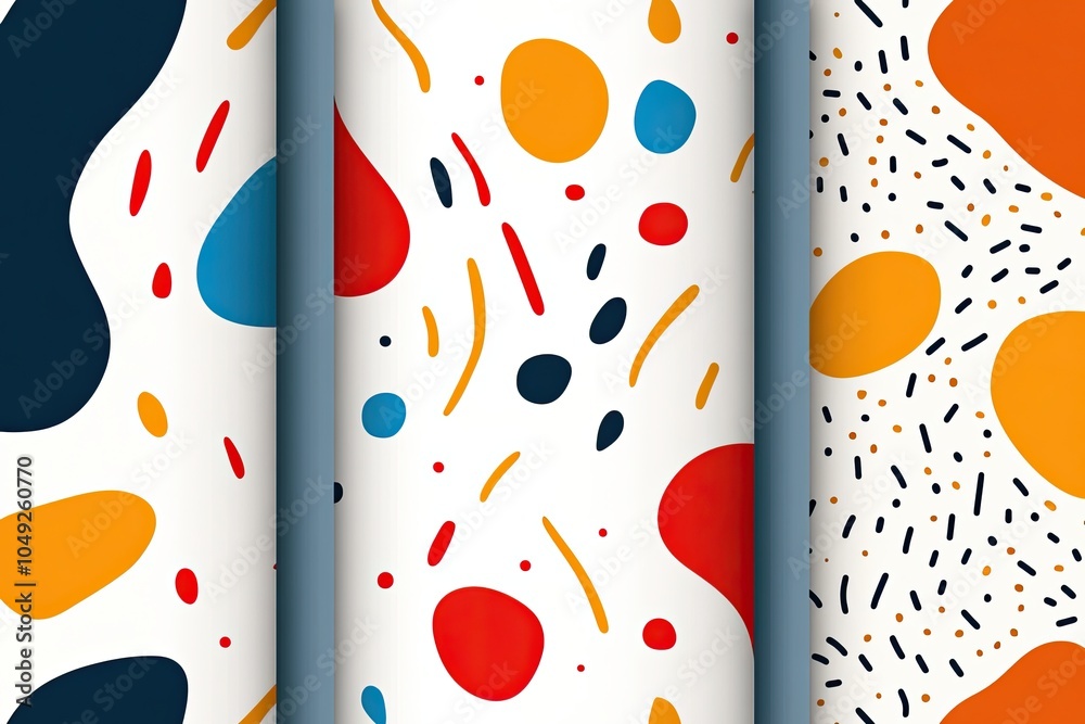 Poster Colorful Abstract Geometric Patterns Featuring Bold Shapes and Sharp Lines on a Neutral Backdrop