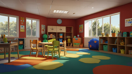 View Of Kindergarten Classroom Background