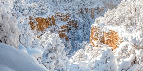 Fototapeta premium Winter Wonderland: Snowy Canyon Landscape