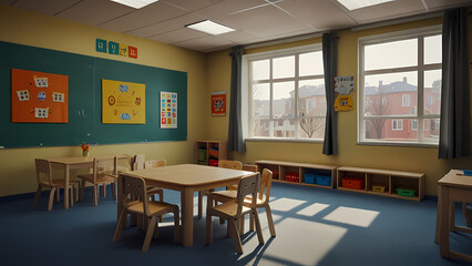 View Of Kindergarten Classroom Background