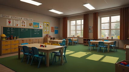 View Of Kindergarten Classroom Background