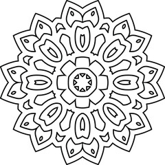 Line Mandala Art Border Design Circular Pattern in the Form of a Mandala Decorative Ornament in Ethnic Oriental Style.