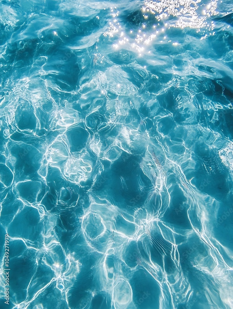 Poster Tranquil blue ocean water shimmering under sunlight creating captivating wave patterns : Generative AI
