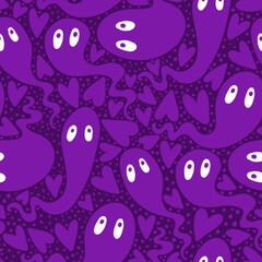 Fototapeta premium Halloween ghost seamless cartoon pattern for wrapping paper and fabrics