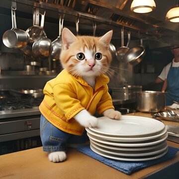 Kitku doing dishes