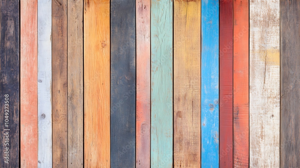 Poster vibrant multicolored wooden planks arranged vertically for a decorative artistic background : genera