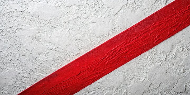 High angle diagonal composition with red accent on textured white background