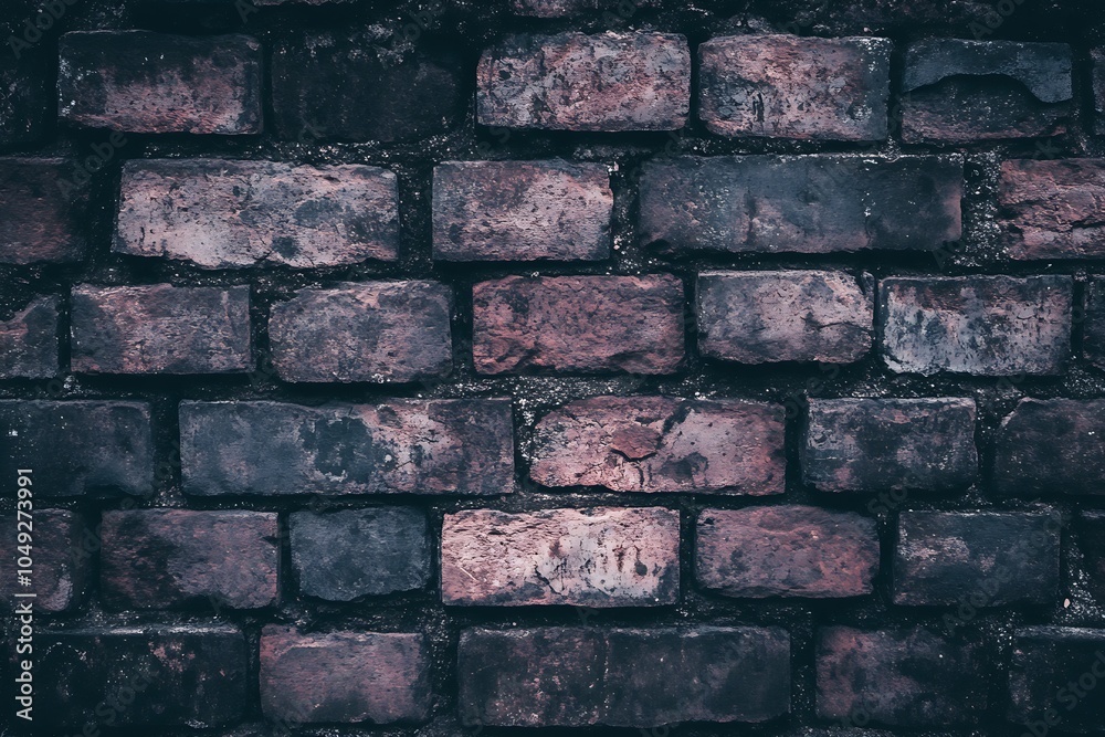 Poster dark red brick wall with even pattern for industrial urban architecture design : generative ai