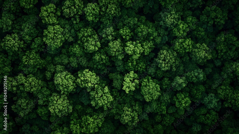 Poster Aerial View of Lush Green Forest Canopy Displaying Rich Biodiversity and Verdant Landscape : Generative AI