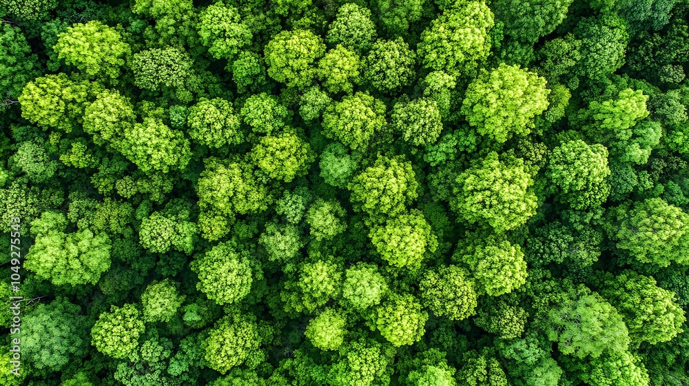 Poster Lush Green Forest Canopy Captured from Above in Vibrant Detail : Generative AI