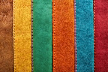 Medium shot texture of multicolored suede in the form of stripe patches