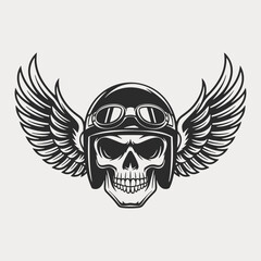Fototapeta premium A skull wearing a helmet with wings.