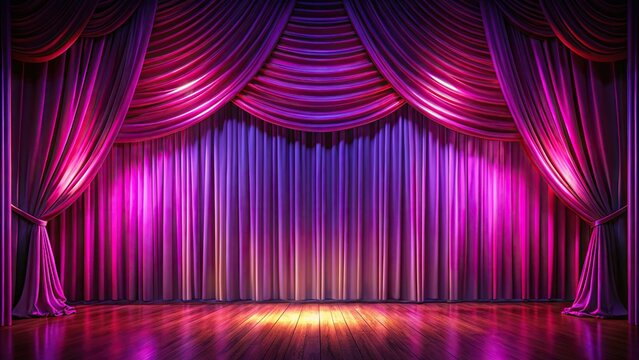 neon light stage curtain downstage and main valance of theatre