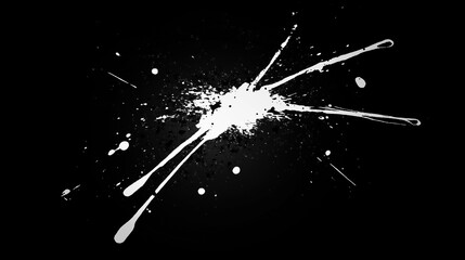 Abstract white paint splatter on black background