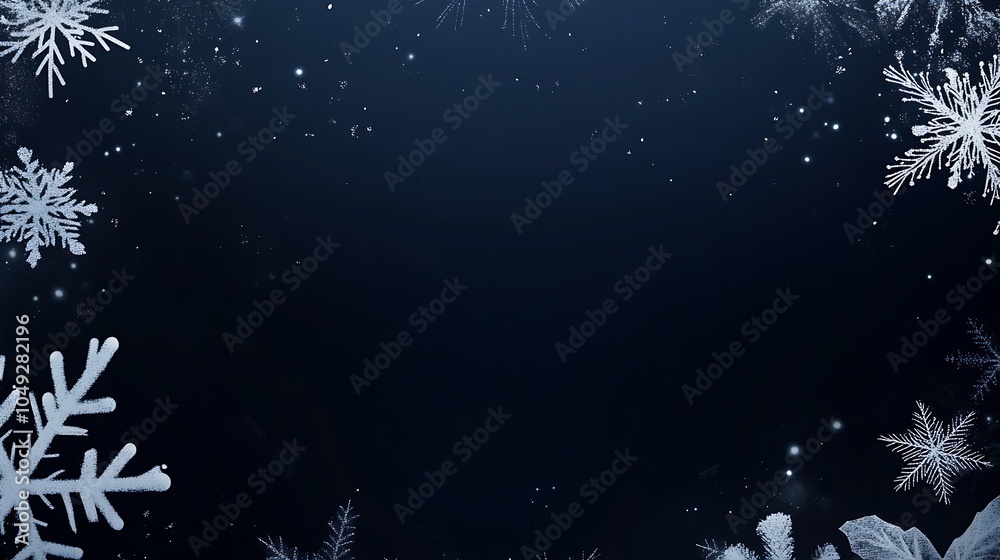 Aufkleber elegant snowflake frame on blue canvas for classy winter designs : generative ai