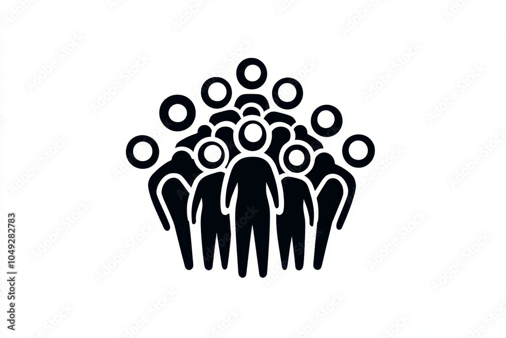Poster A minimalist depiction of a person standing in front of a crowd, symbolizing someone taking over leadership with simple lines and shapes