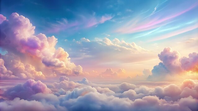 Soft pastel cloudscape painting with calming and dreamlike background