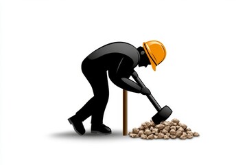 A simple line drawing of a figure taking down a wall with a sledgehammer, symbolizing personal breakthroughs