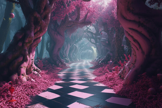 An Alice in wonderland inspired fairy tale fantasy background