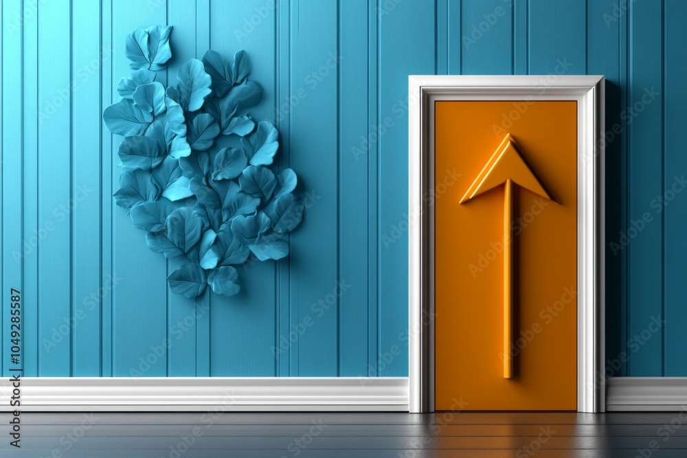 Poster A single, bold arrow taking over a simple design of a path, symbolizing taking control of direction in a minimalist style