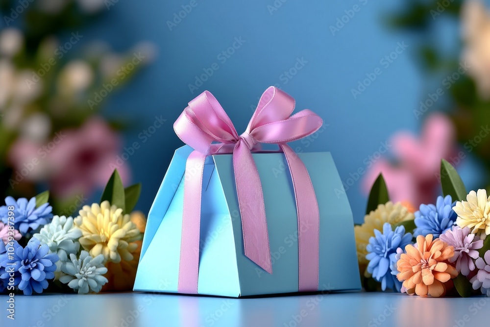 Aufkleber An abstract takeout box design using geometric shapes and soft pastel colors for a minimalist vibe