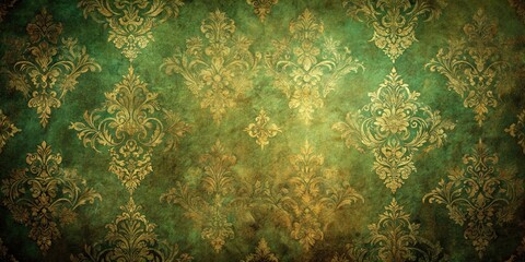 Tilted angle antique textured effect in rich brown and green palette for timeless and classic look
