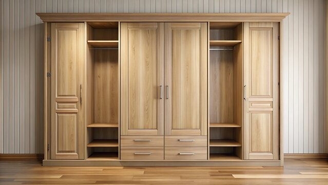 recommend clip art: Symmetrical wooden wardrobe with door and drawer clip art