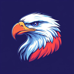 Obraz premium Mascot logo design, cartoon of an eagle looking straight ahead in profile on a dark blue background
