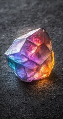 Colorful crystal gemstone on dark background