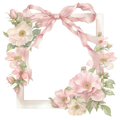 Fototapeta premium PNG Coquette frame illustration watercolor flower.